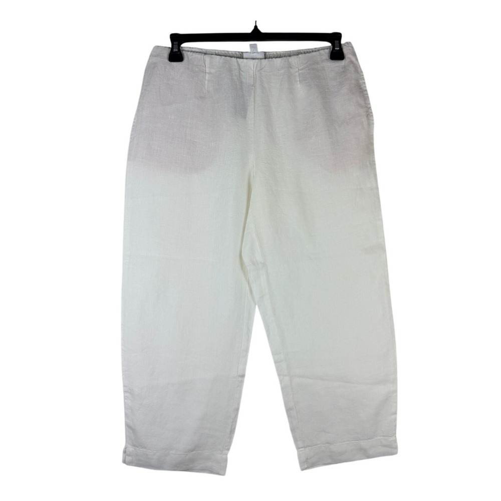 J.‎ Jill Pure Jill White 100% Linen Relaxed Wide Leg Crop Pants Small 720111 NWT